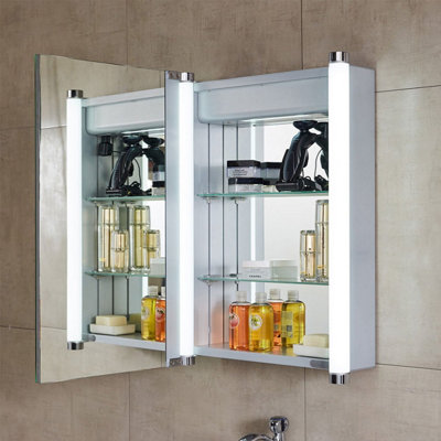 Plum&Clay Nico LED Illuminated Single Mirrored Wall Cabinet (H)700mm (W)500mm