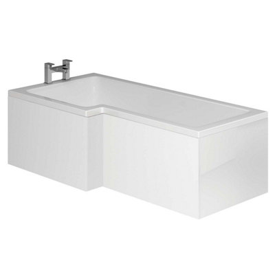 Plum&Clay Novela Left Hand Super Strong L-Shape Shower Bath with White Bath Panel (L)1700mm (W)820mm
