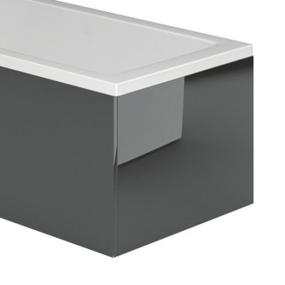 Plum&Clay Novela Right Hand L-Shape Shower Bath with Anthracite Panel (L)1700mm (W)820mm