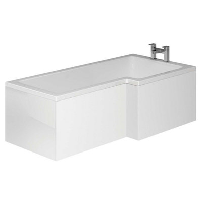 Plum&Clay Novela Right Hand L-Shape Shower Bath with White Bath Panel (L)1700mm (W)820mm