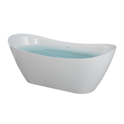 Plum&Clay Oasis Modern Gloss White Acrylic Freestanding Slipper Bath (L)150cm (W)73cm