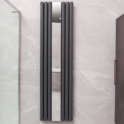 Plum&Clay Orion Grey Vertical Mirror Radiator - 1800x500mm