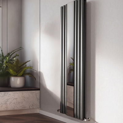 Plum&Clay Orion Grey Vertical Mirror Radiator (H)1800mm (W)500mm