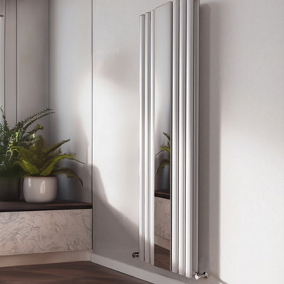 Plum&Clay Orion White Vertical Mirror Radiator (H)1800mm (W)500mm