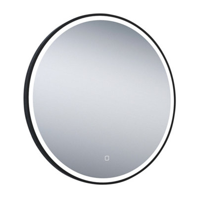 Plum&Clay Ovard Black Circular Wallmounted LED Illuminated Bathroom Mirror (H)700mm (W)700mm