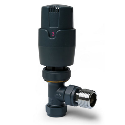 Plum&Clay Pair of Angled Grey Thermostatic Radiator Valves