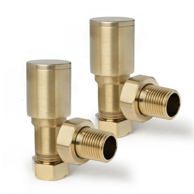 Plum&Clay Pair of Modern Angled Brushed Gold Towel Rail Radiator Valves ...