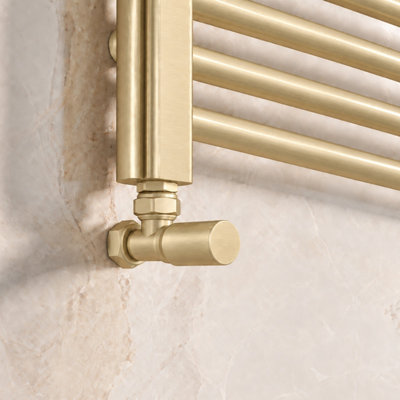 Plum&Clay Pair of Modern Angled Brushed Gold Towel Rail Radiator Valves ...