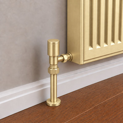 Plum&Clay Pair of Modern Angled Brushed Gold Towel Rail Radiator Valves ...