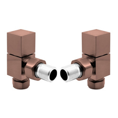 Plum&Clay Pair of Square Bronze Angled Radiator Valves