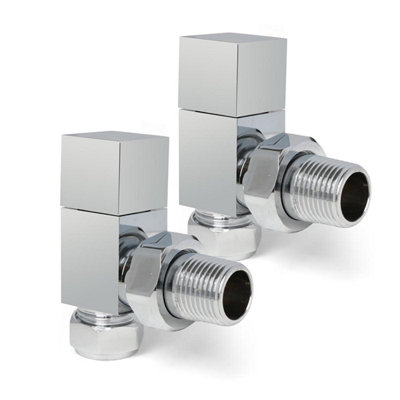 Plum&Clay Pair of Square Chrome Angled Radiator Valves