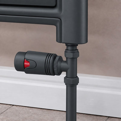 Plum&Clay Pair of Straight Anthracite Grey Thermostatic Radiator Valves ...