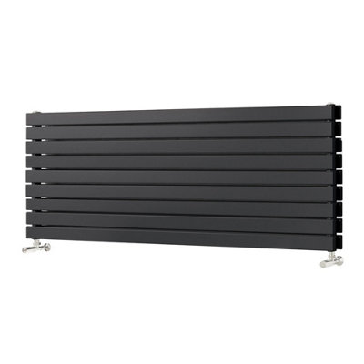 Plum&Clay Porter Black Horizontal Double Flat Panel Radiator (W)1600mm (H)610mm