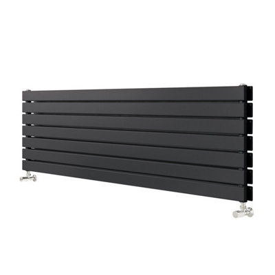 Plum&Clay Porter Black Horizontal Double Flat Panel Radiator (W)1800mm (H)475mm