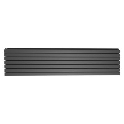 Plum&Clay Porter Grey Double Horizontal Flat Panel Radiator - 1800x475mm