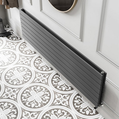 Plum&Clay Porter Grey Double Horizontal Flat Panel Radiator (H)476mm (W ...