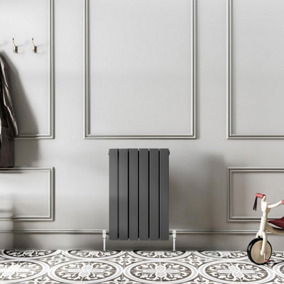 Plum&Clay Porter Grey Double Horizontal Flat Panel Radiator (H)600mm (W ...
