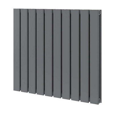Plum&Clay Porter Grey Double Horizontal Flat Panel Radiator (H)600mm (W)680mm