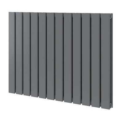 Plum&Clay Porter Grey Double Horizontal Flat Panel Radiator (H)600mm (W)816mm