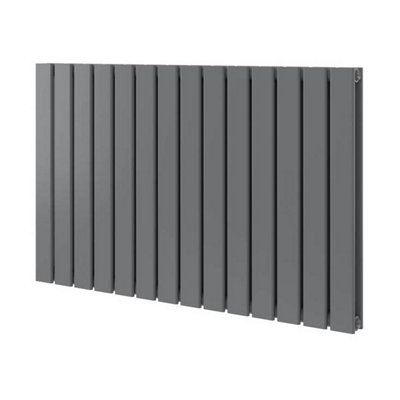 Plum&Clay Porter Grey Double Horizontal Flat Panel Radiator (H)600mm (W)952mm