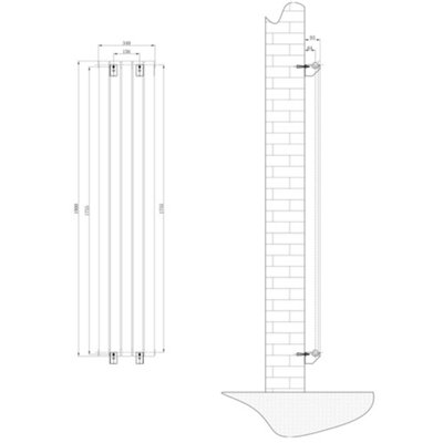 Plum&Clay Porter Grey Double Vertical Flat Panel Radiator (H)1800mm (W)340mm