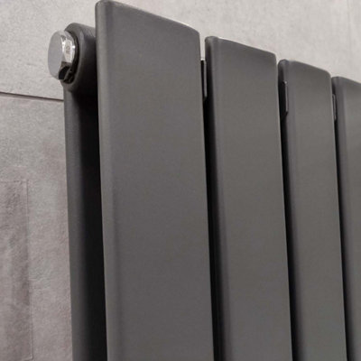 Plum&Clay Porter Grey Double Vertical Flat Panel Radiator (H)1800mm (W)340mm