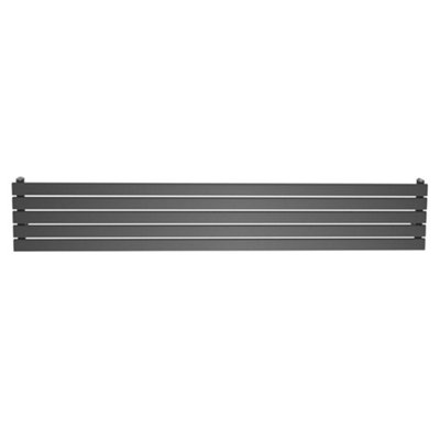 Plum&Clay Porter Grey Single Horizontal Flat Panel Radiator (H)340mm (W)1800mm