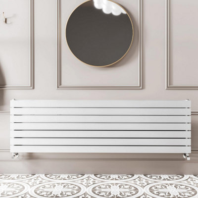 Plum&Clay Porter White Double Horizontal Flat Panel Radiator - 1800x475mm