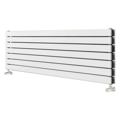 Plum&Clay Porter White Double Horizontal Flat Panel Radiator (H)475mm (W)1800mm