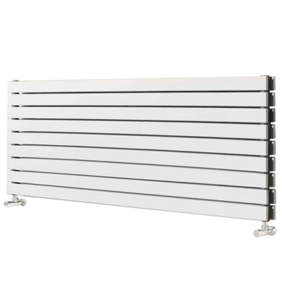 Plum&Clay Porter White Double Horizontal Flat Panel Radiator (H)612mm ...