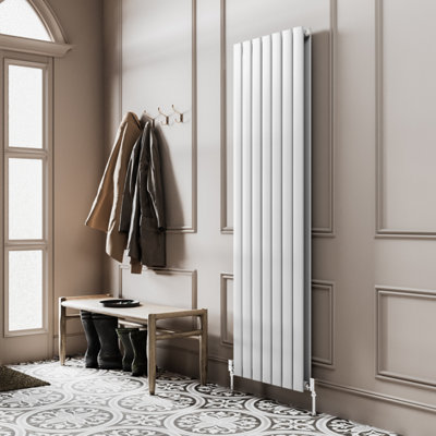 Plum&Clay Porter White Double Vertical Flat Panel Radiator (H)1200mm (W ...