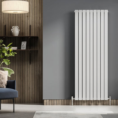 Plum&Clay Porter White Double Vertical Flat Panel Radiator (H)1800mm (W ...