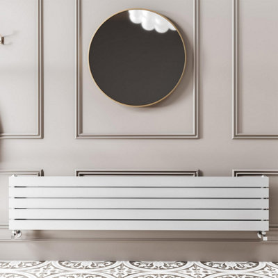 Plum&Clay Porter White Single Horizontal Flat Panel Radiator - 1800x340mm