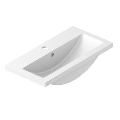 Plum&Clay Rectangle White Semi-Recessed Basin (W) 60cm