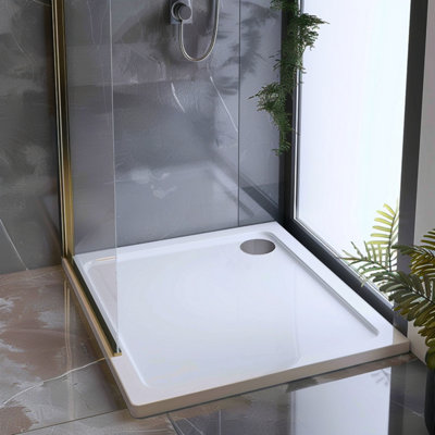 Plum&Clay Rectangular Low Profile Anti Slip Shower Tray (L)900mm (W)800mm (H)40mm