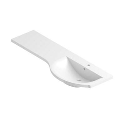 Plum&Clay Right Hand L-Shaped Curved Semi-Recessed Basin with Worktop (L)1544mm