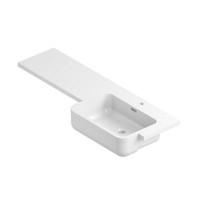 Plum&Clay Right Hand L-Shaped Semi-Recessed Shallow Depth Basin with Worktop (L)1544mm