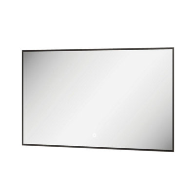 Plum&Clay Rio Black Framed Backlit LED Bathroom Mirror with Dual Light (W)100cm (H)55cm