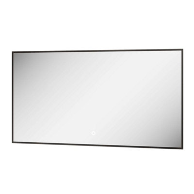 Plum&Clay Rio Black Framed Backlit LED Bathroom Mirror with Dual Light (W)120cm (H)55cm