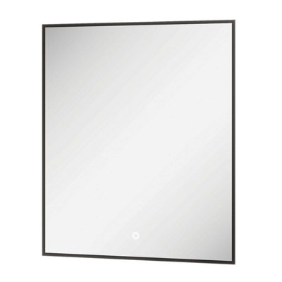 Plum&Clay Rio Black Framed Backlit LED Bathroom Mirror with Dual Light (W)60cm (H)72cm