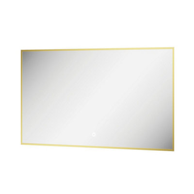 Plum&Clay Rio Brushed Gold Framed Backlit LED Bathroom Mirror with Dual Light (W)100cm (H)55cm