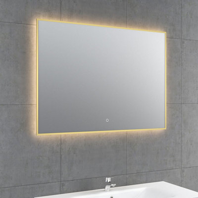 Plum&Clay Rio Brushed Gold Framed Backlit LED Bathroom Mirror with Dual Light (W)100cm (H)55cm