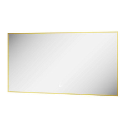 Plum&Clay Rio Brushed Gold  Framed Backlit LED Bathroom Mirror with Dual Light (W)120cm (H)55cm