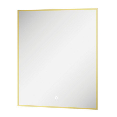 Plum&Clay Rio Brushed Gold  Framed Backlit LED Bathroom Mirror with Dual Light (W)50cm (H)72cm