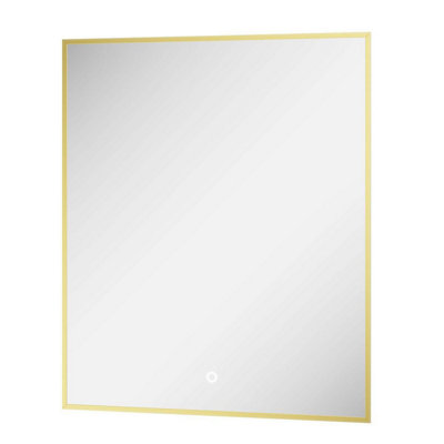 Plum&Clay Rio Brushed Gold  Framed Backlit LED Bathroom Mirror with Dual Light (W)60cm (H)72cm