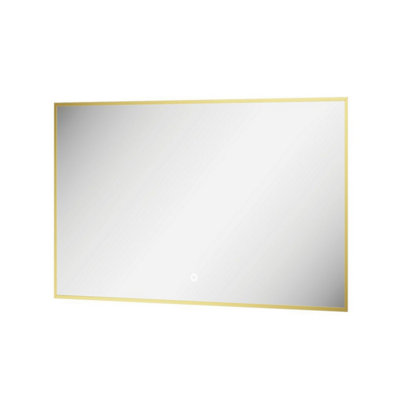 Plum&Clay Rio Brushed Gold  Framed Backlit LED Bathroom Mirror with Dual Light (W)80cm (H)55cm