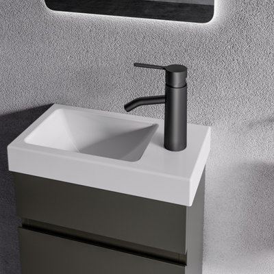 Plum&Clay Romeo Matt Grey Floorstanding Cloakroom Vanity Unit with ...