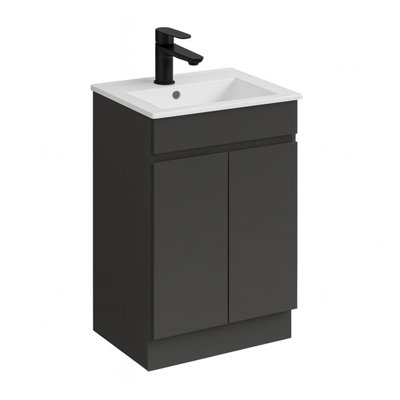 Plum&Clay Romeo Matt Grey Floorstanding Vanity Unit & Basin Set with ...