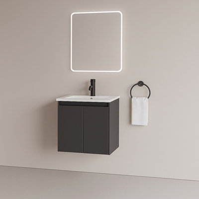 Plum&Clay Romeo Matt Grey Wall Hung Vanity Unit & Basin Set (W)500mm