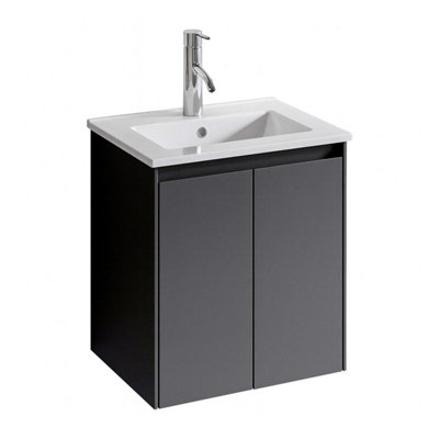 Plum&Clay Romeo Matt Grey Wall Hung Vanity Unit & Basin Set with Chrome ...